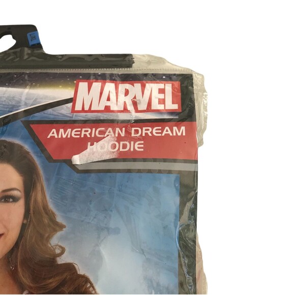 WOMEN'S MARVEL AMERICAN DREAM ZIP UP SWEATSHIRT HOODIE SUPER HERO ADULT L/XL - Picture 4 of 7